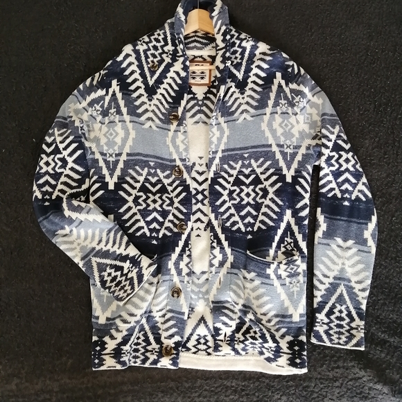 Simons Other - Blue Patterned Cardigan Sweater Men's Size Small Simon's le 31
